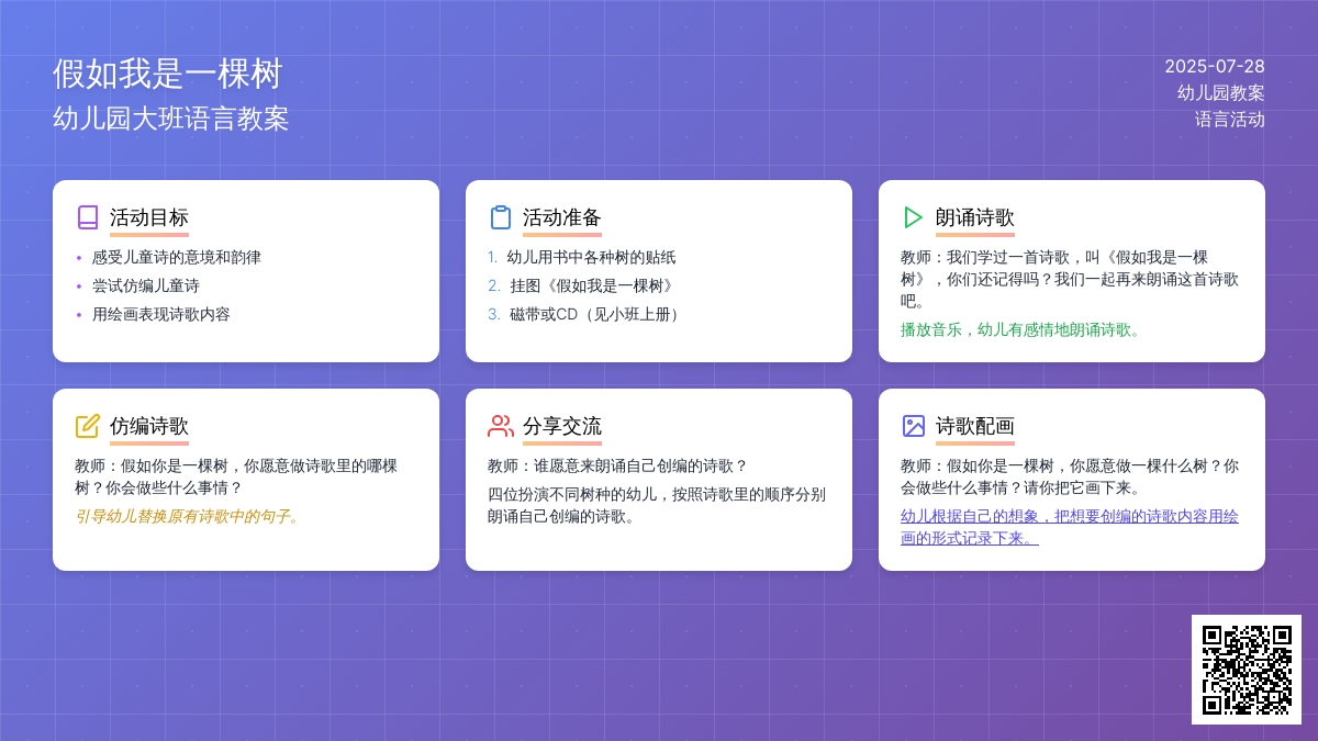 幼儿园大班语言教案：假如我是一棵树（二）