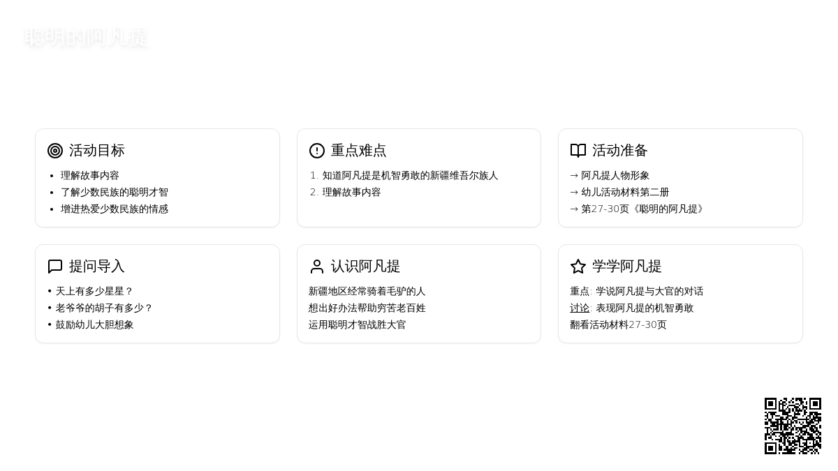 幼儿园大班语言教案：聪明的阿凡提