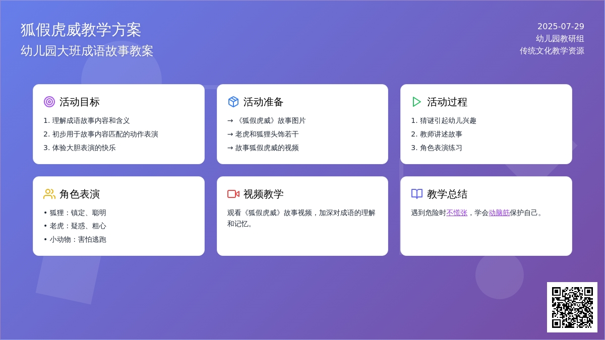 幼儿园大班成语故事：《狐假虎威》教案