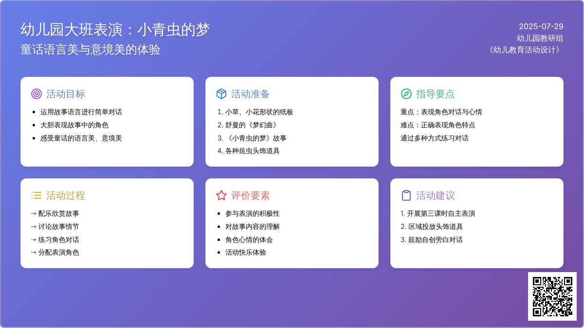 幼儿园大班表演：小青虫的梦（二）