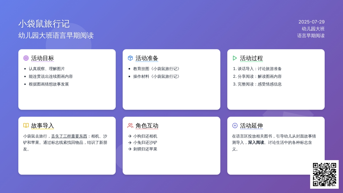 幼儿园大班语言早期阅读：《小袋鼠旅行记》下载