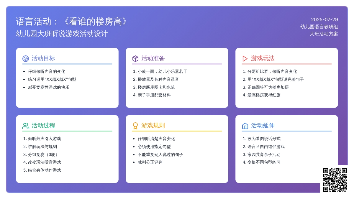 幼儿园大班语言活动：《看谁的楼房高》