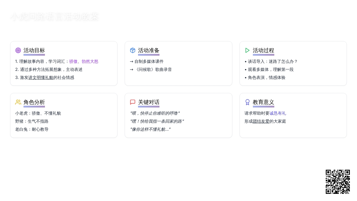 幼儿园大班语言教案：小虎问路