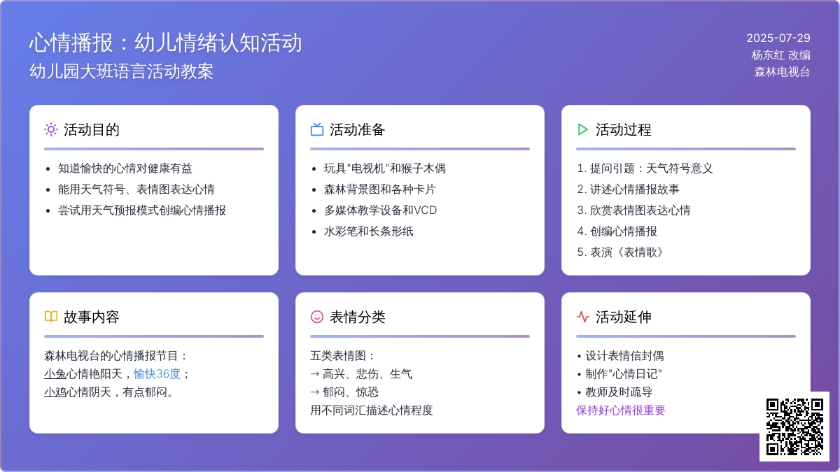 幼儿园大班语言活动教案：心情播报