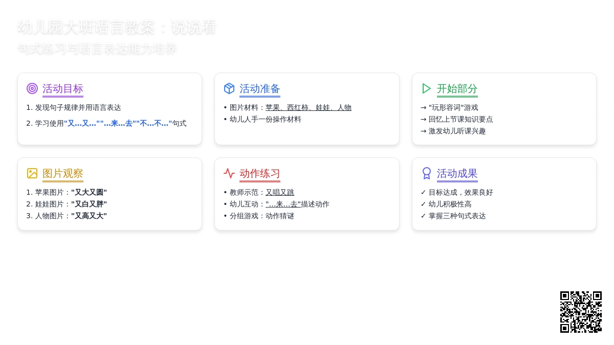 幼儿园大班语言教案：说说看