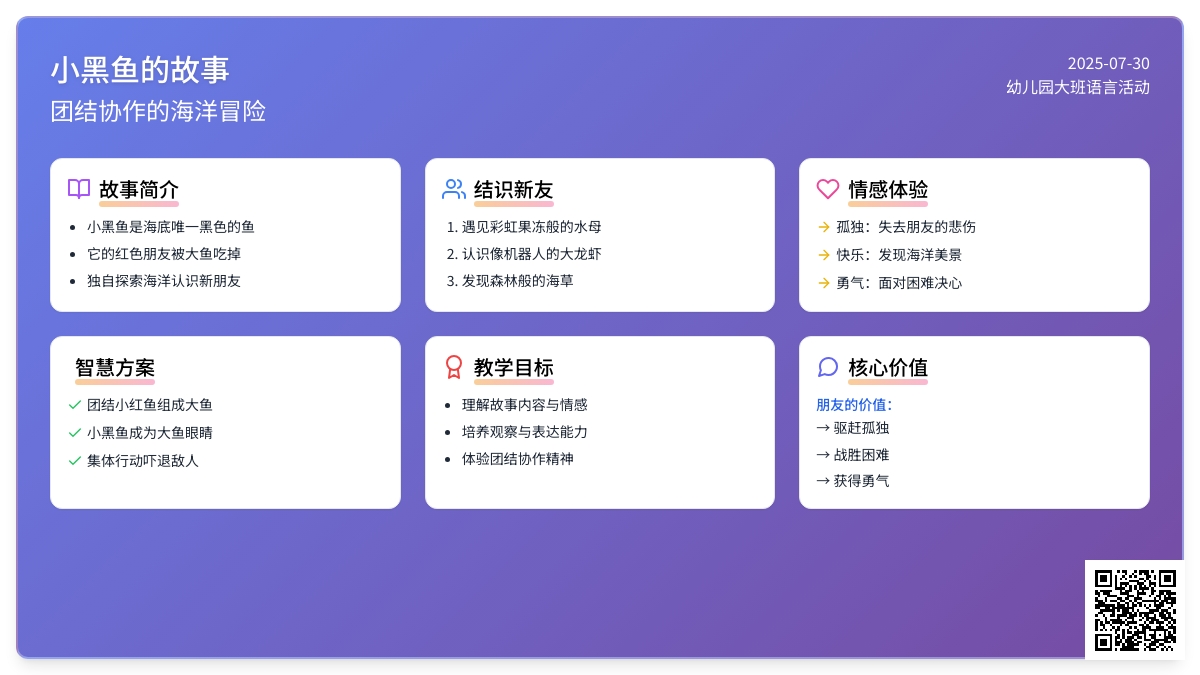 幼儿园大班语言活动：小黑鱼