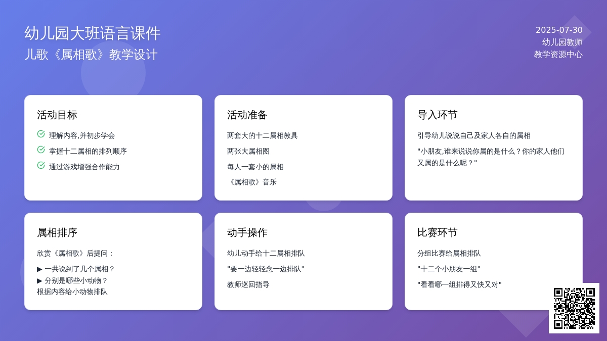 幼儿园大班语言课件：儿歌《属相歌》下载