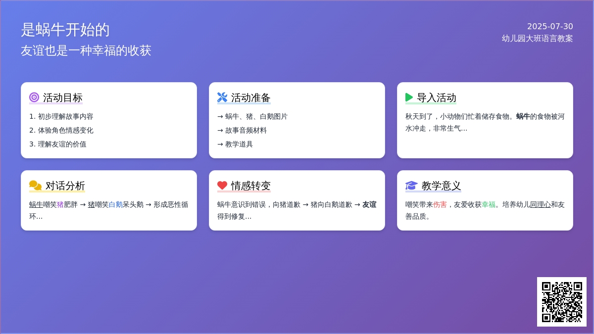 幼儿园大班语言教案《是蜗牛开始的》