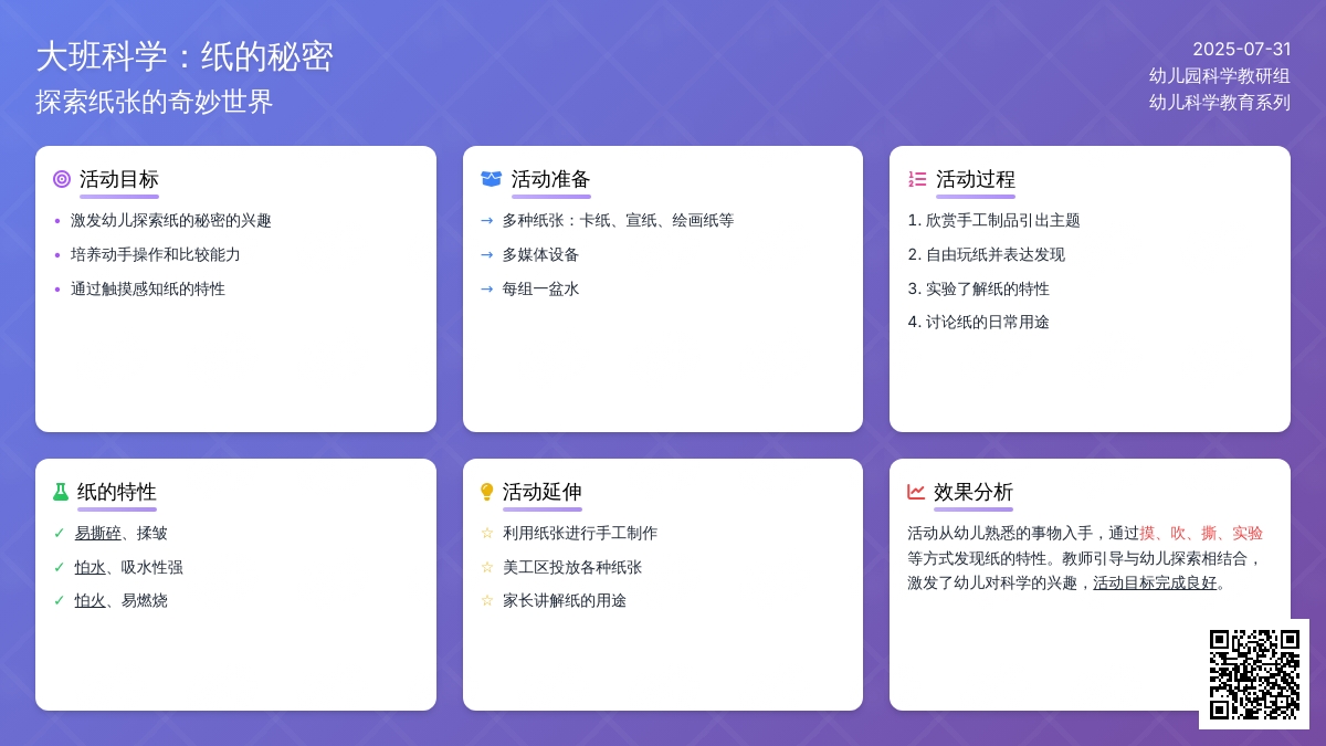 大班科学：纸的秘密