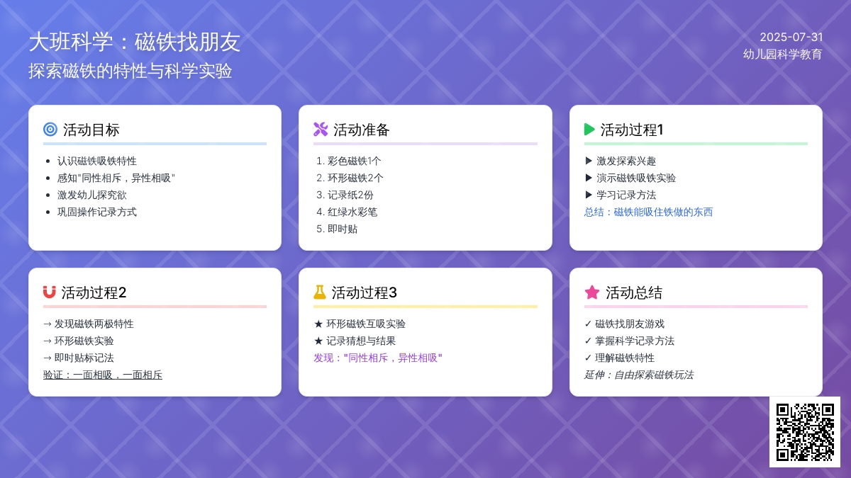 大班科学：磁铁找朋友