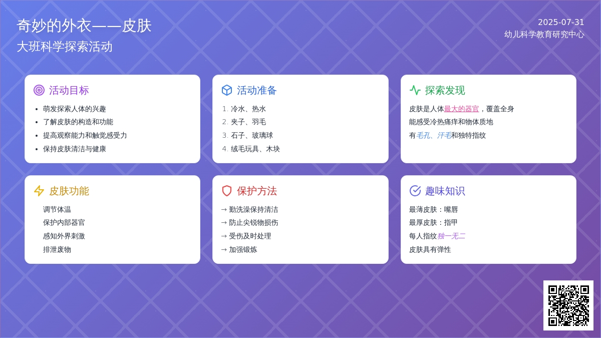 大班科学：奇妙的外衣――皮肤