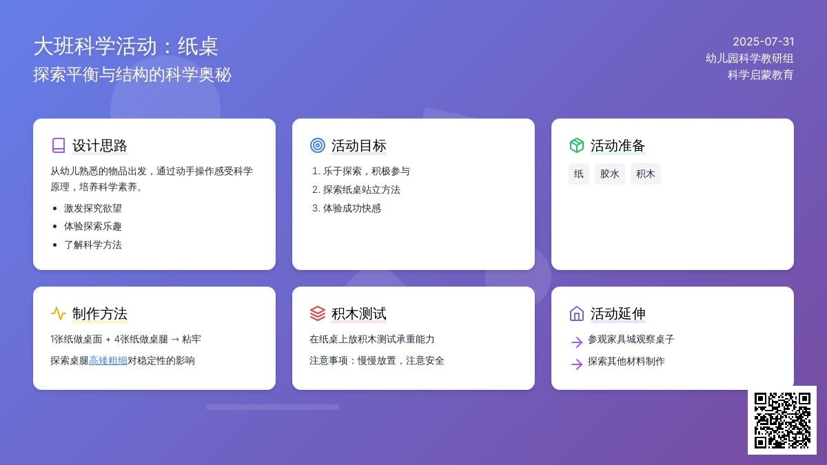 大班科学活动：纸桌