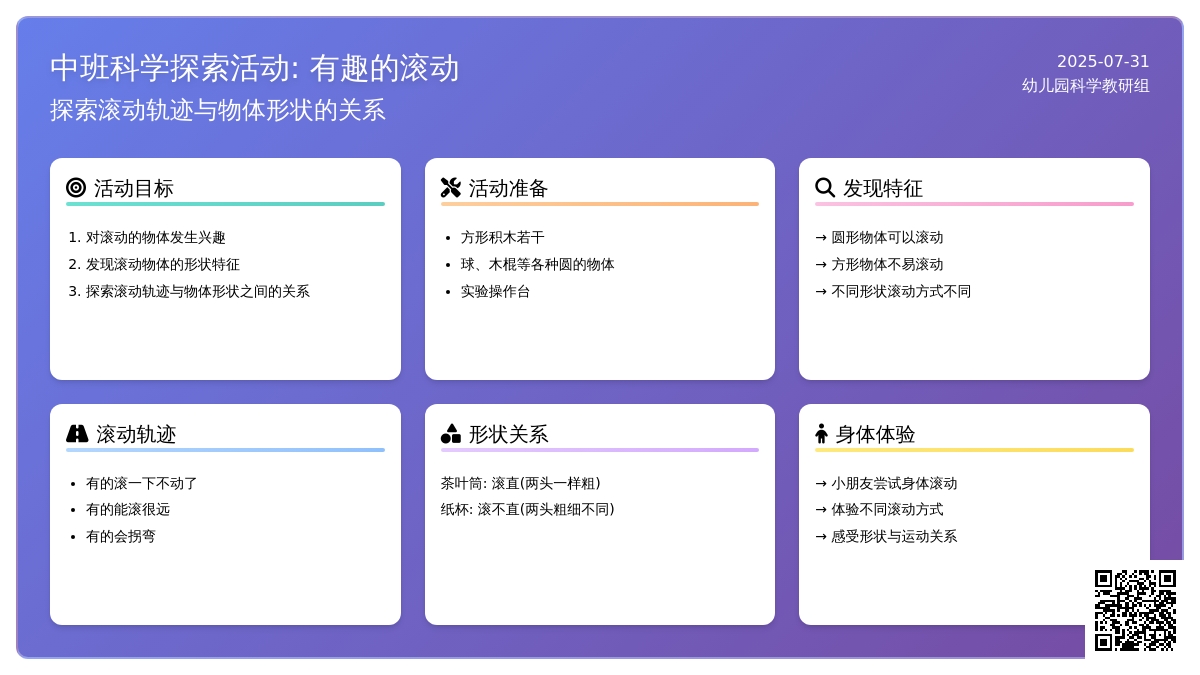 中班科学探索活动 :有趣的滚动