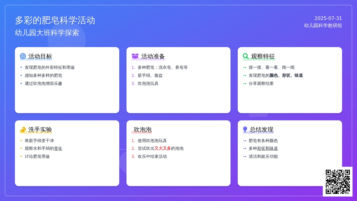 幼儿园大班科学活动：多彩的肥皂