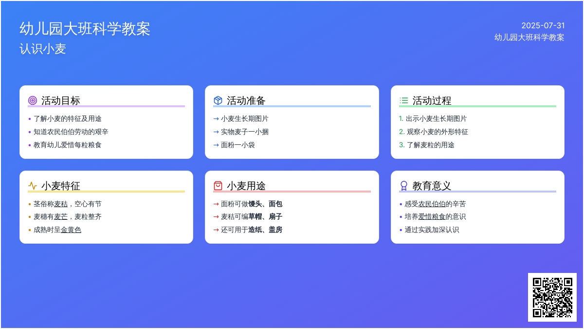 幼儿园大班科学教案：认识小麦