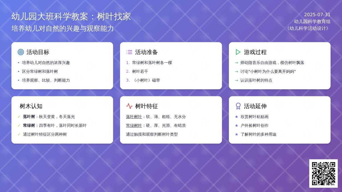 幼儿园大班科学教案：树叶找家