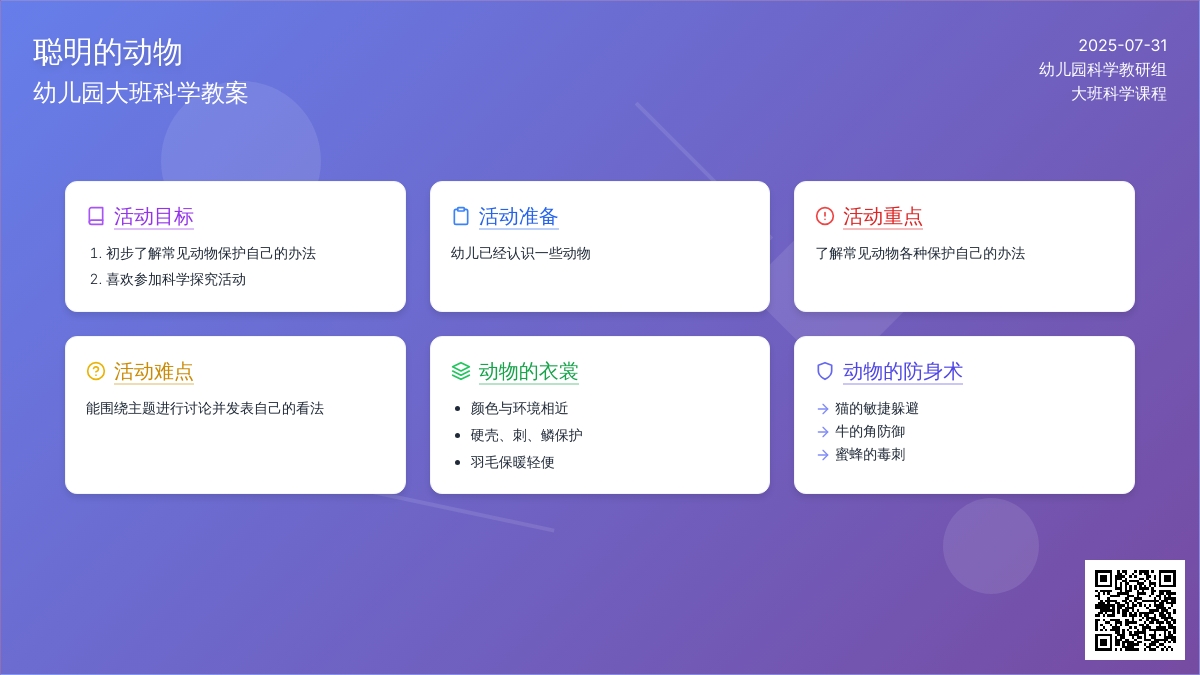 幼儿园大班科学教案：聪明的动物