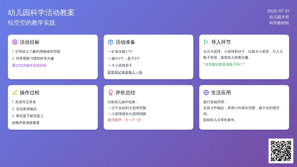 幼儿园大班科学活动教案：钻 空 空