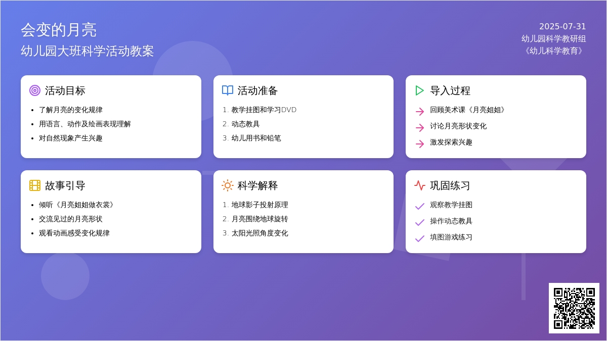幼儿园大班科学活动教案：《会变的月亮》