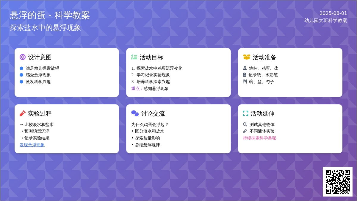 幼儿园大班科学教案：悬浮的蛋