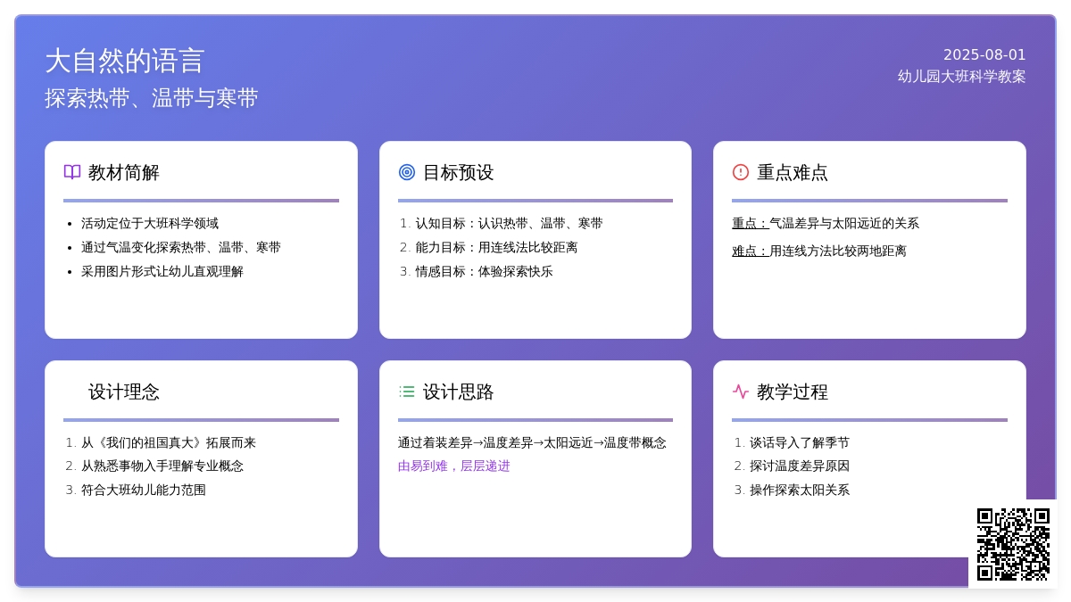幼儿园大班科学教案：大自然的语言