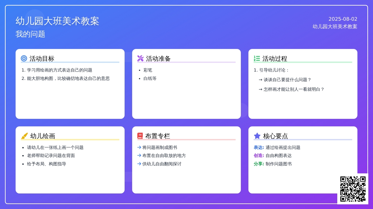 幼儿园大班美术教案：我的问题