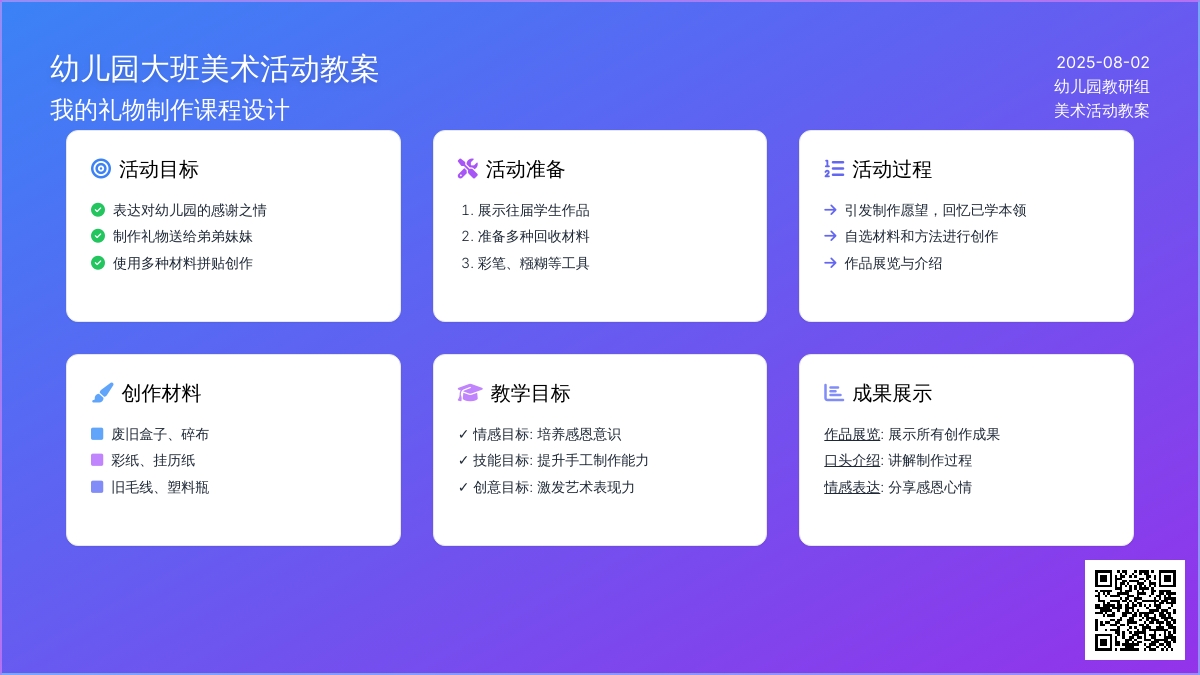 幼儿园大班美术活动教案：我的礼物