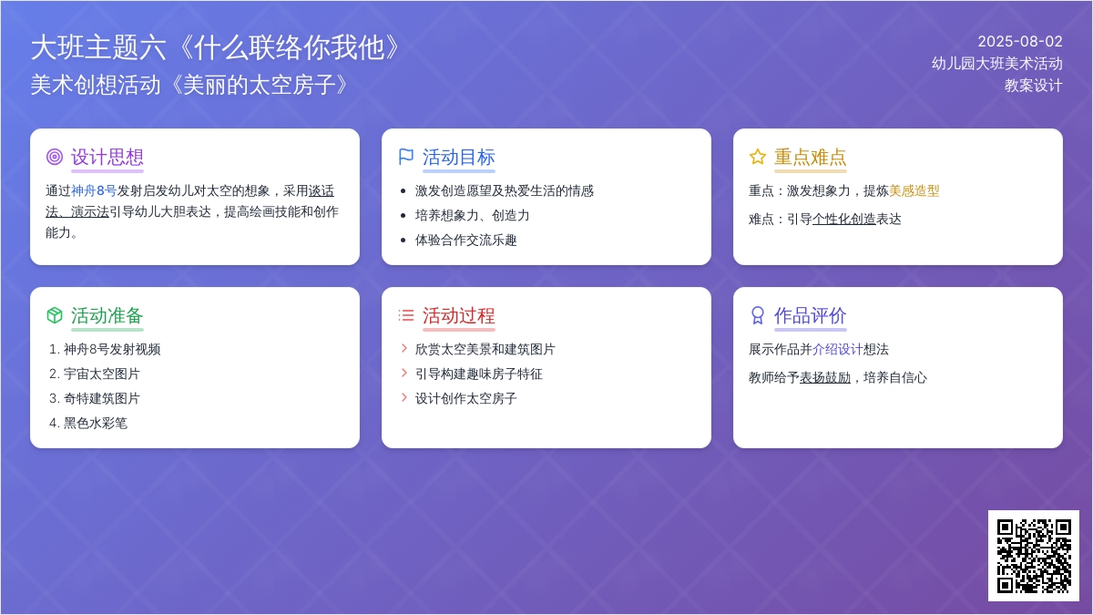幼儿园大班美术活动教案《美丽的太空房子》绘画