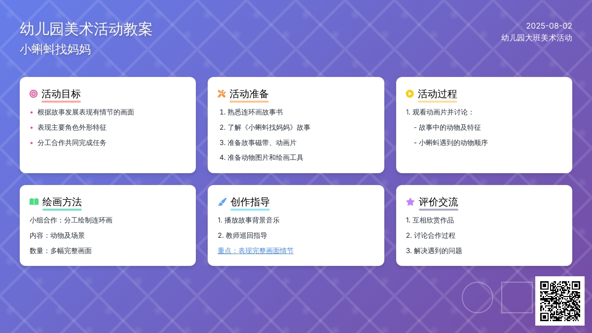 幼儿园大班美术活动教案：小蝌蚪找妈妈