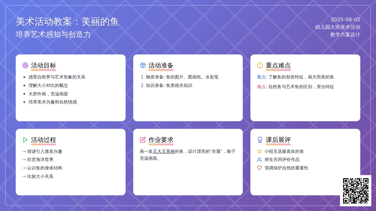 幼儿园大班美术活动教案：美丽的鱼