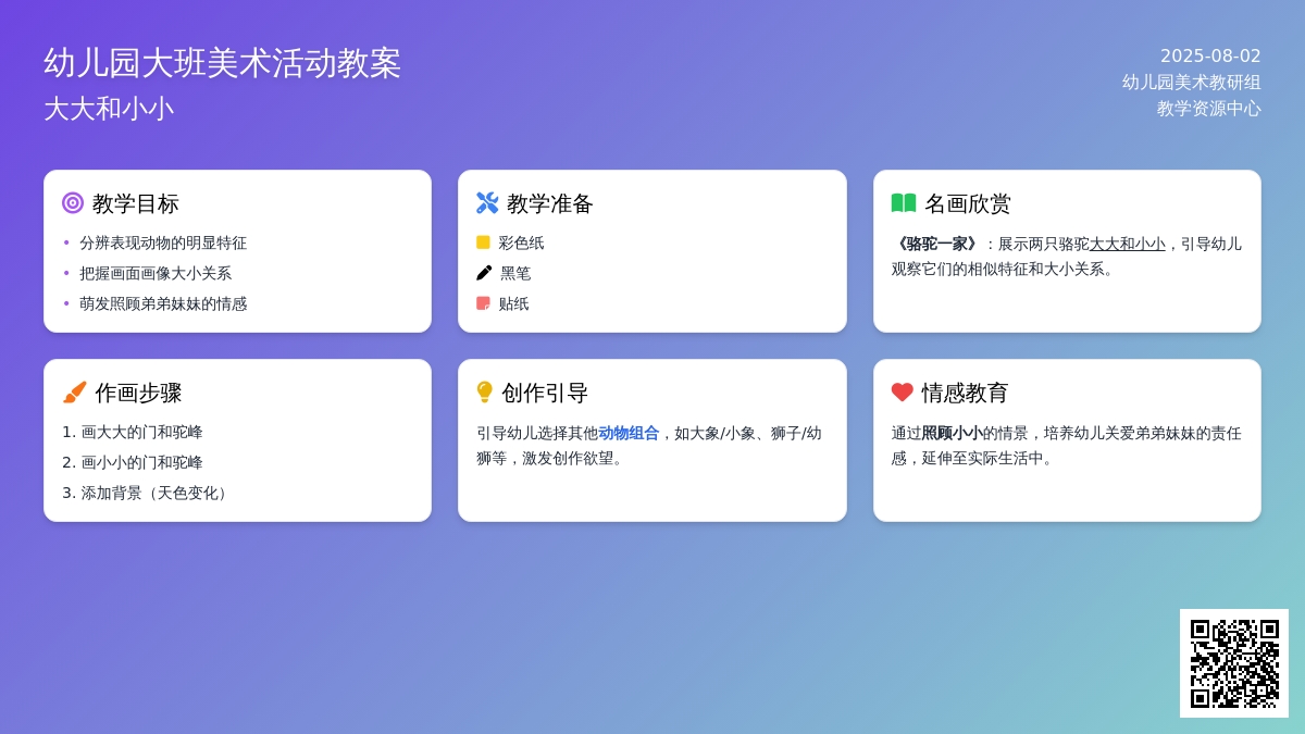 幼儿园大班美术活动教案：大大和小小