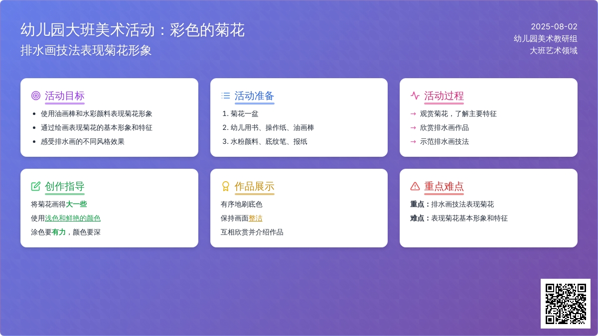 幼儿园大班美术活动：彩色的菊花