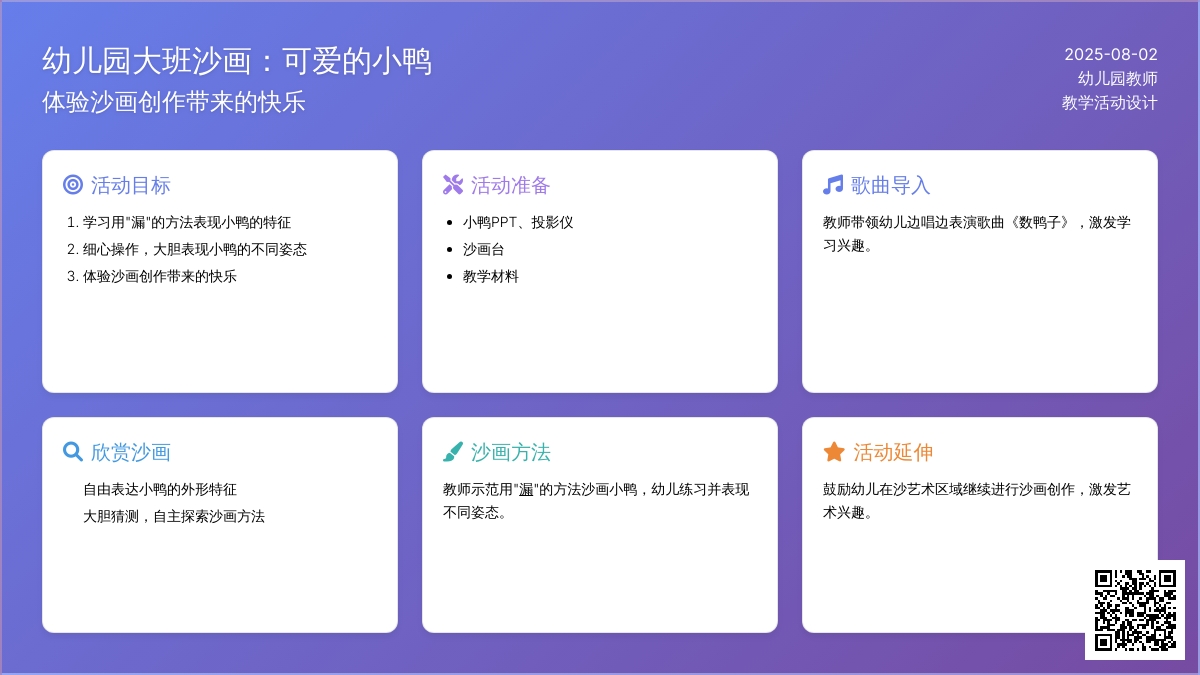 幼儿园大班沙画：可爱的小鸭