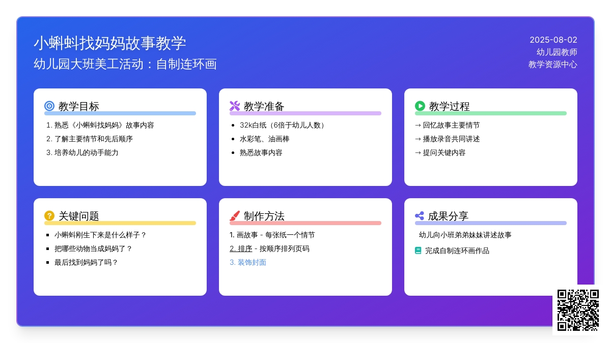 幼儿园大班美工活动：自制连环画