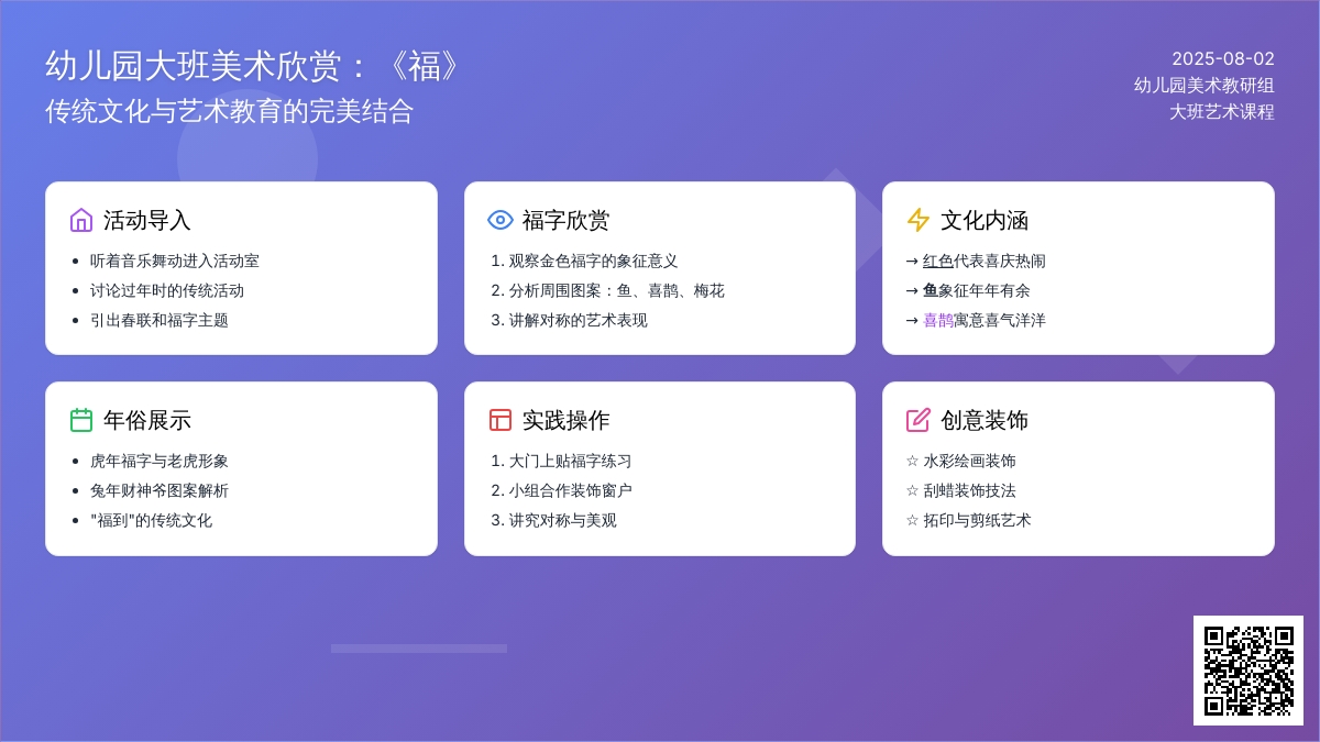 幼儿园大班美术欣赏：《福》