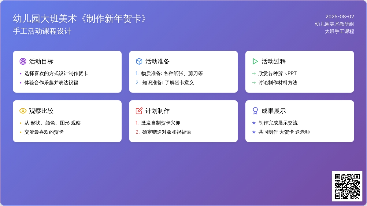 幼儿园大班美术《制作新年贺卡》（手工活动）