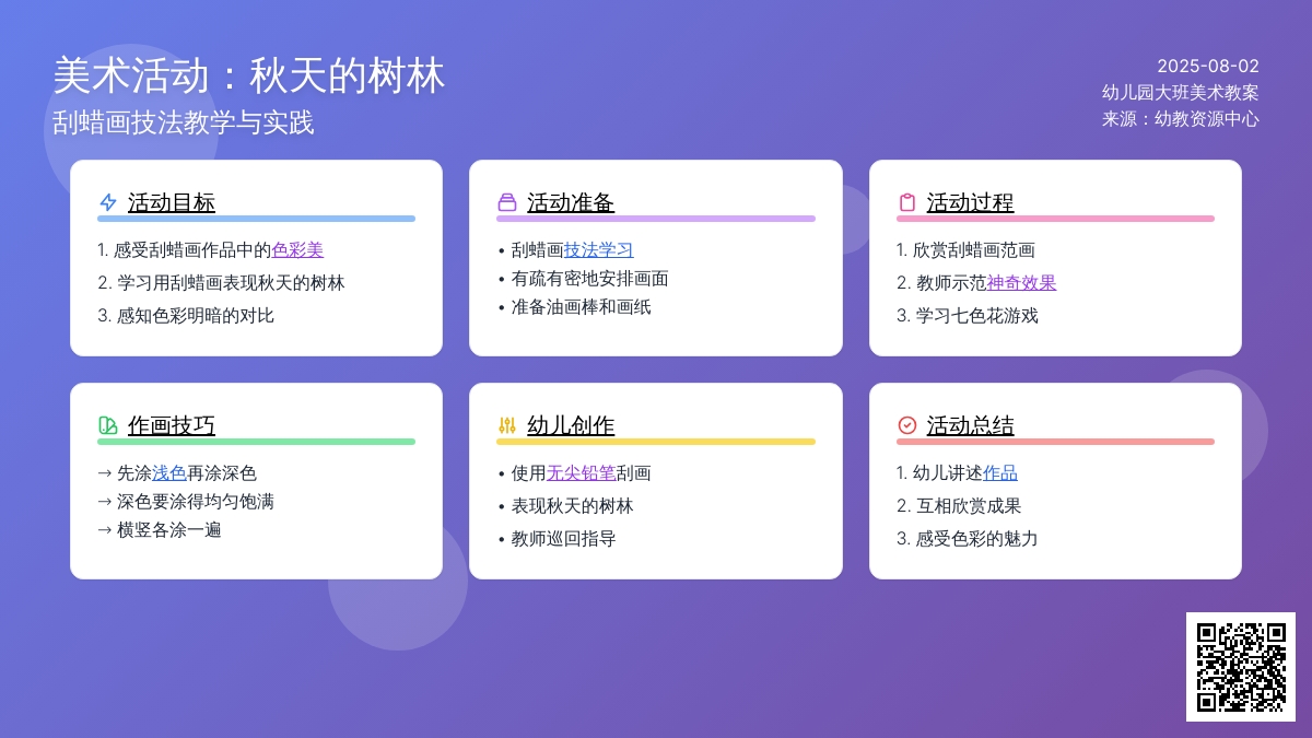 幼儿园大班美术活动教案：秋天的树林