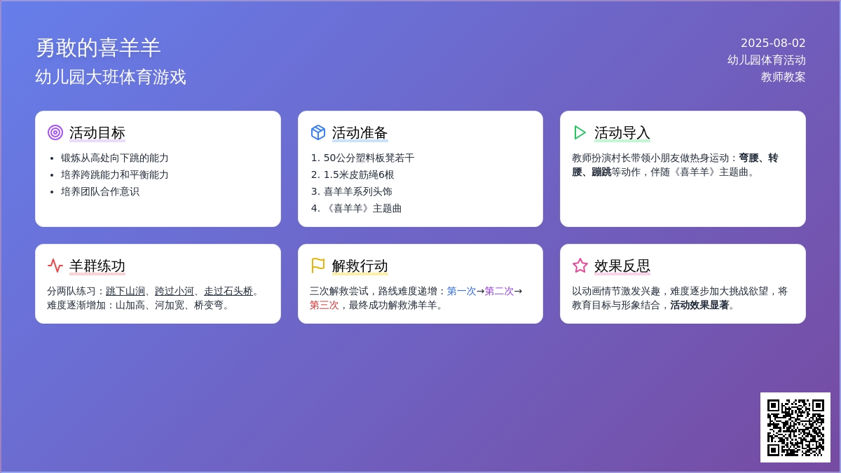 幼儿园大班体育游戏：勇敢的喜羊羊
