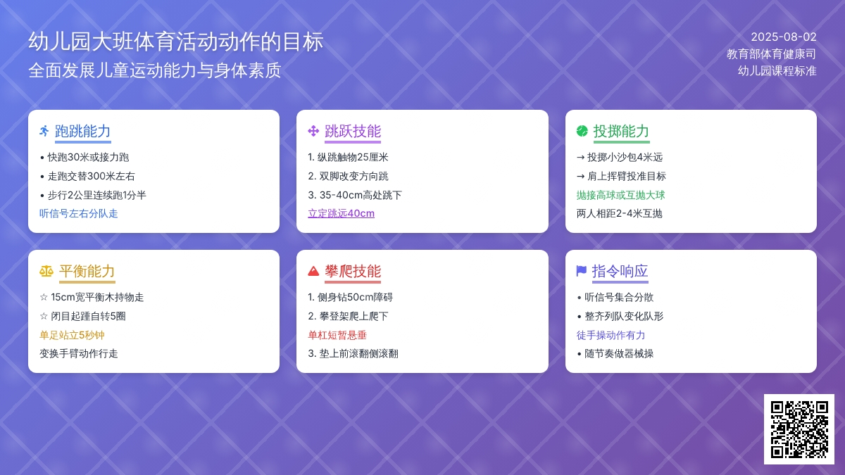 幼儿园大班体育活动动作的目标