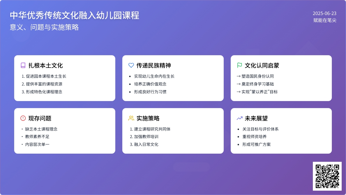 中华优秀传统文化融入幼儿园课程的意义、问题与策略