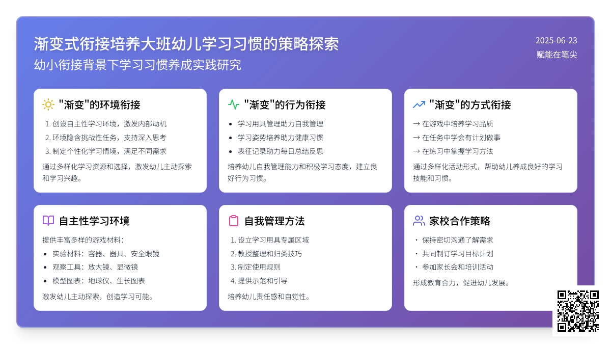“渐变”衔接:幼儿学习习惯养成策略探索