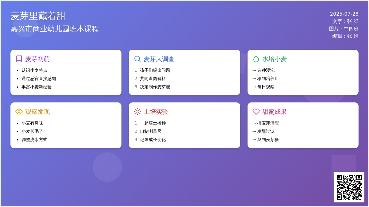 【班本课程】麦芽里藏着甜——嘉兴市商业幼儿园（元一园）中四班班本课程