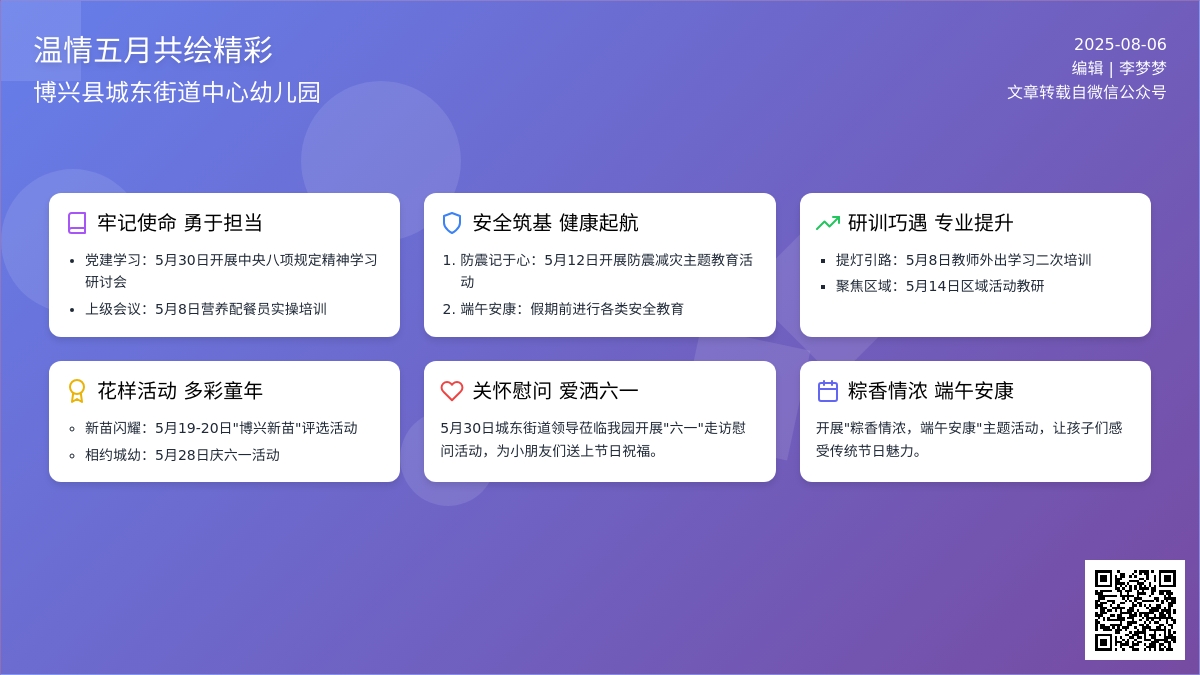 温情五月，共绘精彩——博兴县城东街道中心幼儿园五月份月末回顾