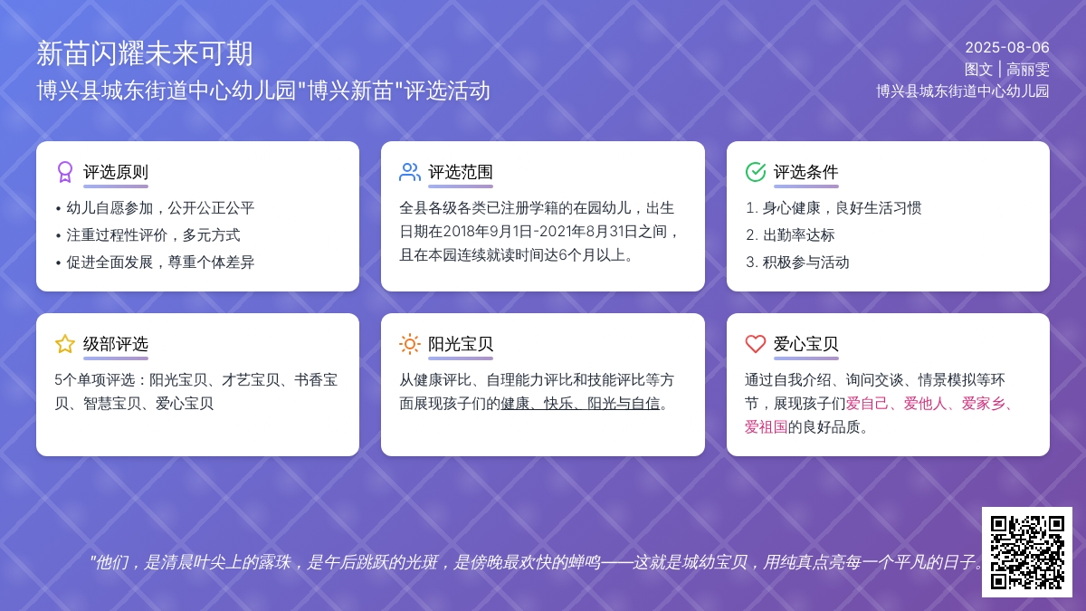 【悦·自然—自主课程】“新苗闪耀，未来可期”——博兴县城东街道中心幼儿园开展“博兴新苗”评选活动