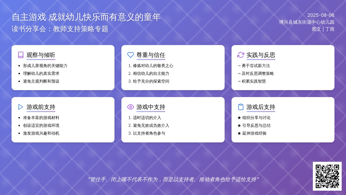 【悦·自然—悦美教师】《自主游戏 成就快乐而有意义的童年》博兴县城东街道中心幼儿园开展品读好书线上分享会（第六期）