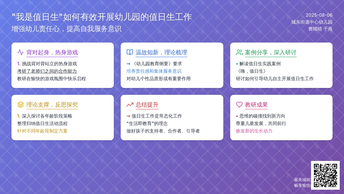 《“我是值日生”如何有效开展》——城东街道中心幼儿园教研活动