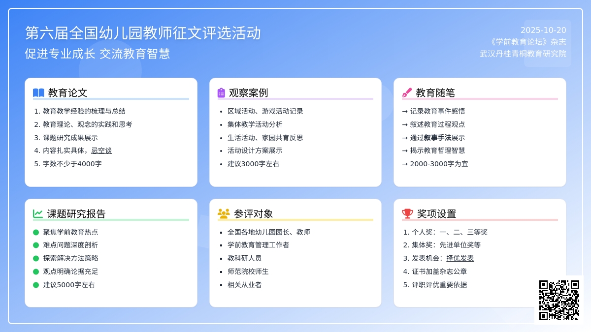 【征文大赛】欢迎参加第六届全国幼儿教师征文评选活动！